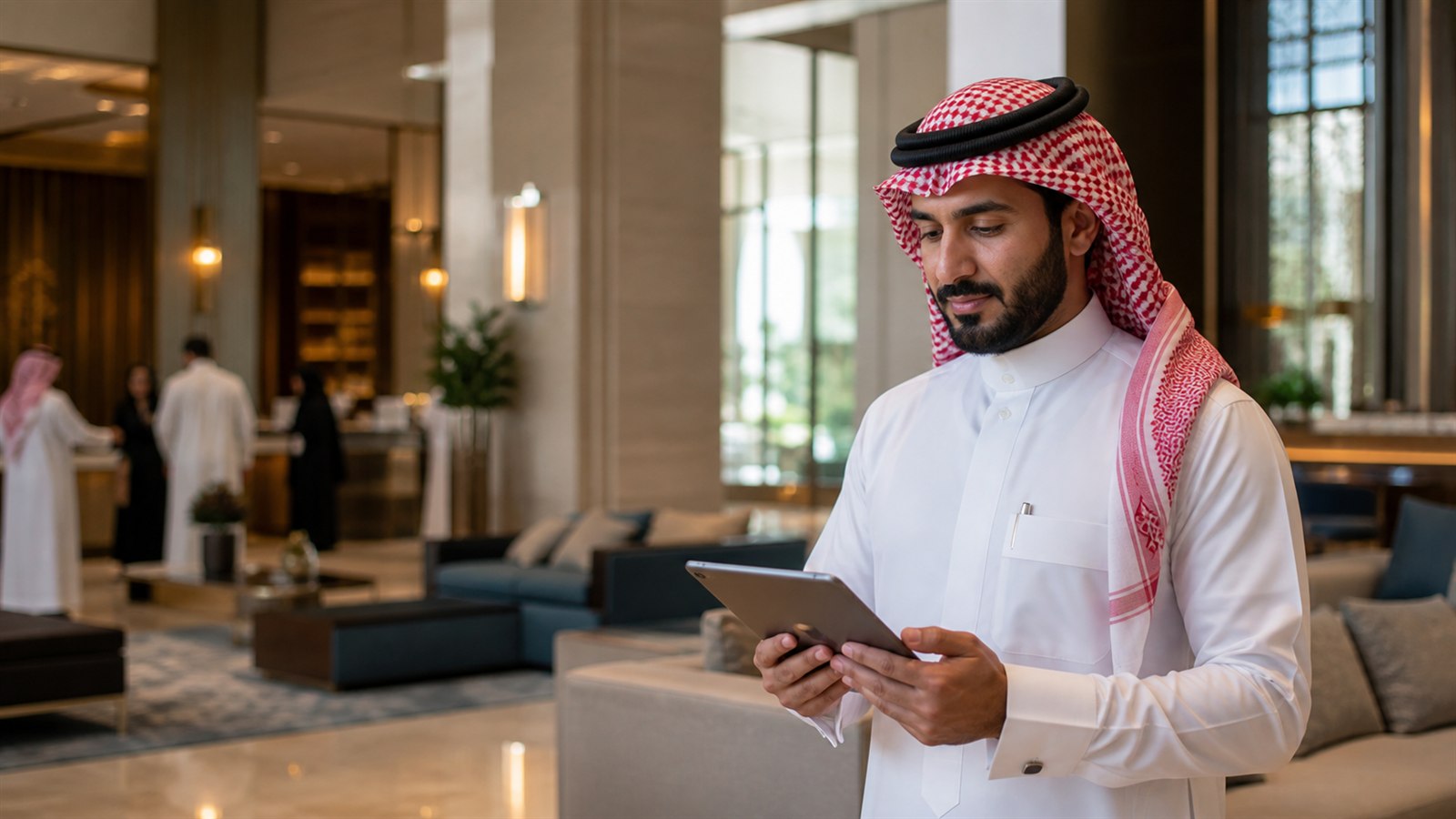 Hospitality operator using a tablet